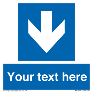 Custom Mandatory directional sign, blue arrow down